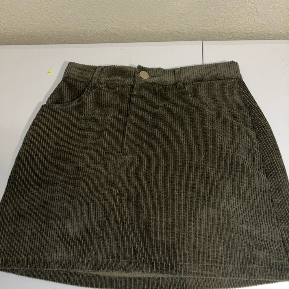 A Bundle of an Olive and a Brown Corduroy Mini Skirts size M